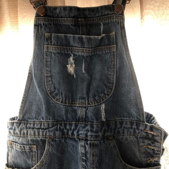 Forever 21 Overall Jeans Size  26 med wash - Picture 10 of 16